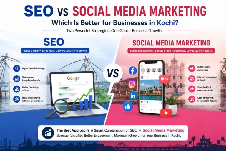 SEO vs Social Media Marketing comparison by a Digital Marketing Expert in Kochi