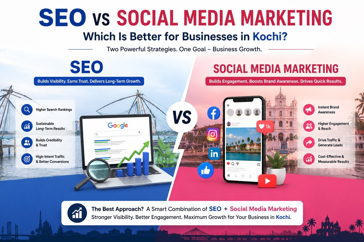 SEO vs Social Media Marketing comparison by a Digital Marketing Expert in Kochi